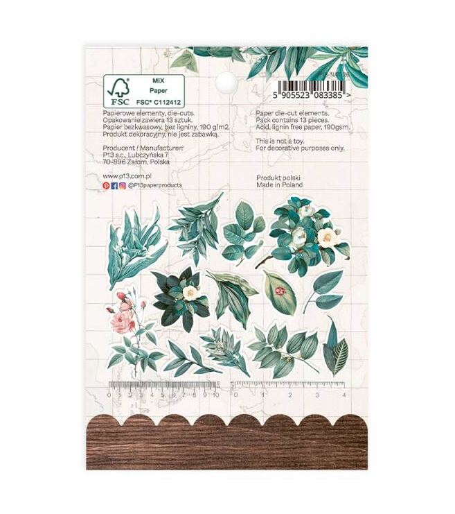 Papírové výseky P13 - Naturalist květy a listy - sada 13 ks