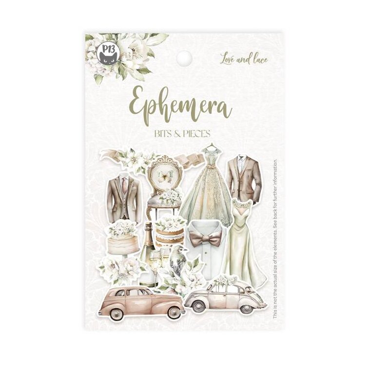 Papírové výseky P13 - Love and Lace - sada 13 ks