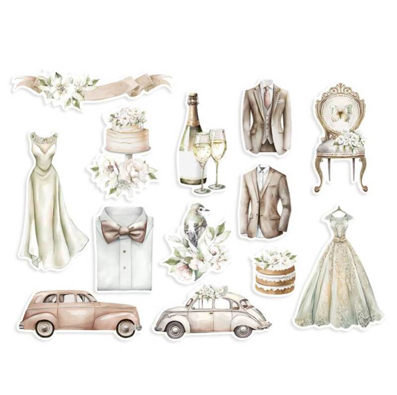 Papírové výseky P13 - Love and Lace - sada 13 ks