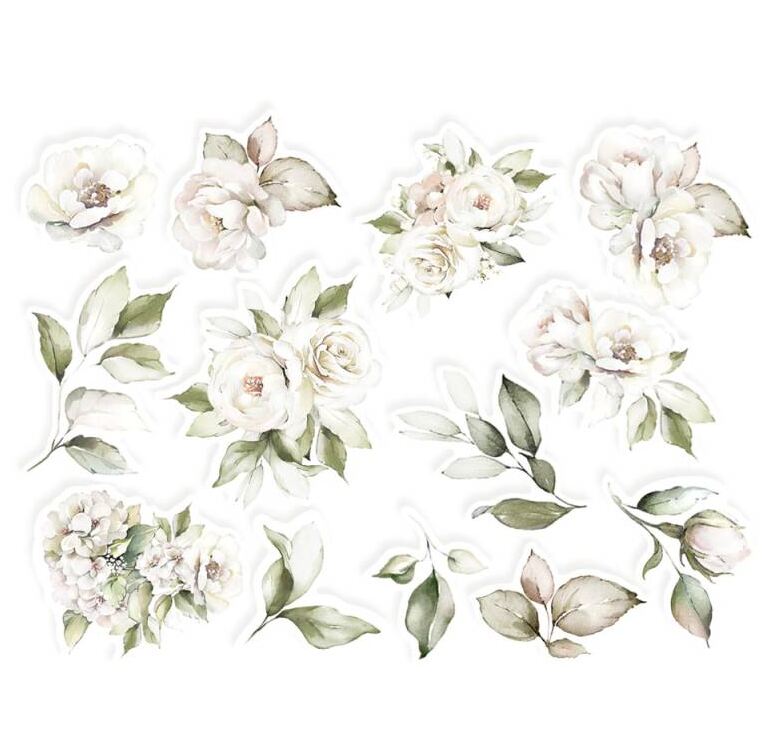 Papírové výseky P13 -  Love and Lace květiny a listy - sada 13 ks