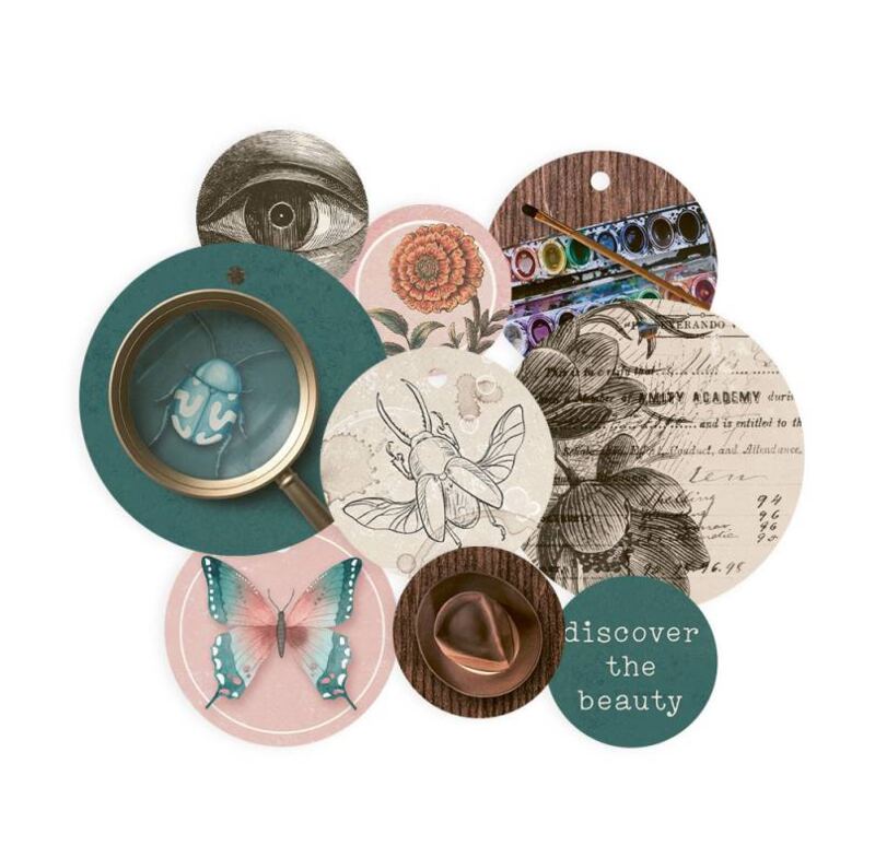 Dekorativní visačky kulaté P13 - Naturalist - sada 9 ks