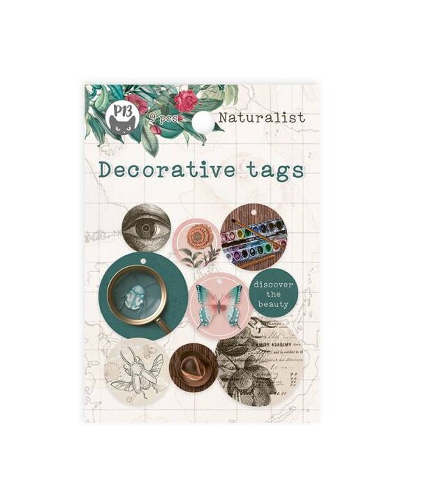 Dekorativní visačky kulaté P13 - Naturalist - sada 9 ks