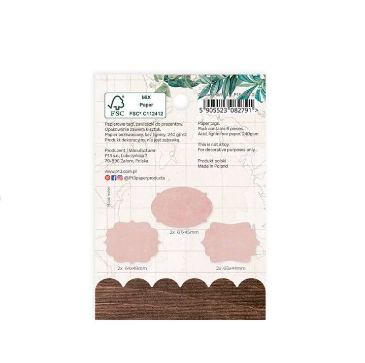 Dekorativní visačky P13 - Naturalist 02 štítky - sada 6 ks