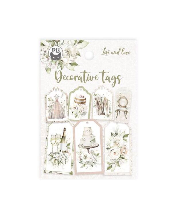Dekorativní visačky P13 - Love and Lace - sada 7 ks