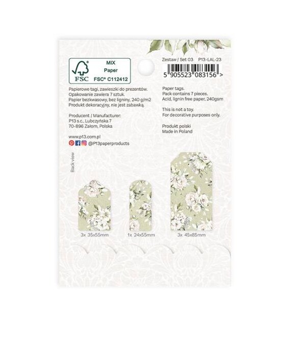 Dekorativní visačky P13 - Love and Lace - sada 7 ks