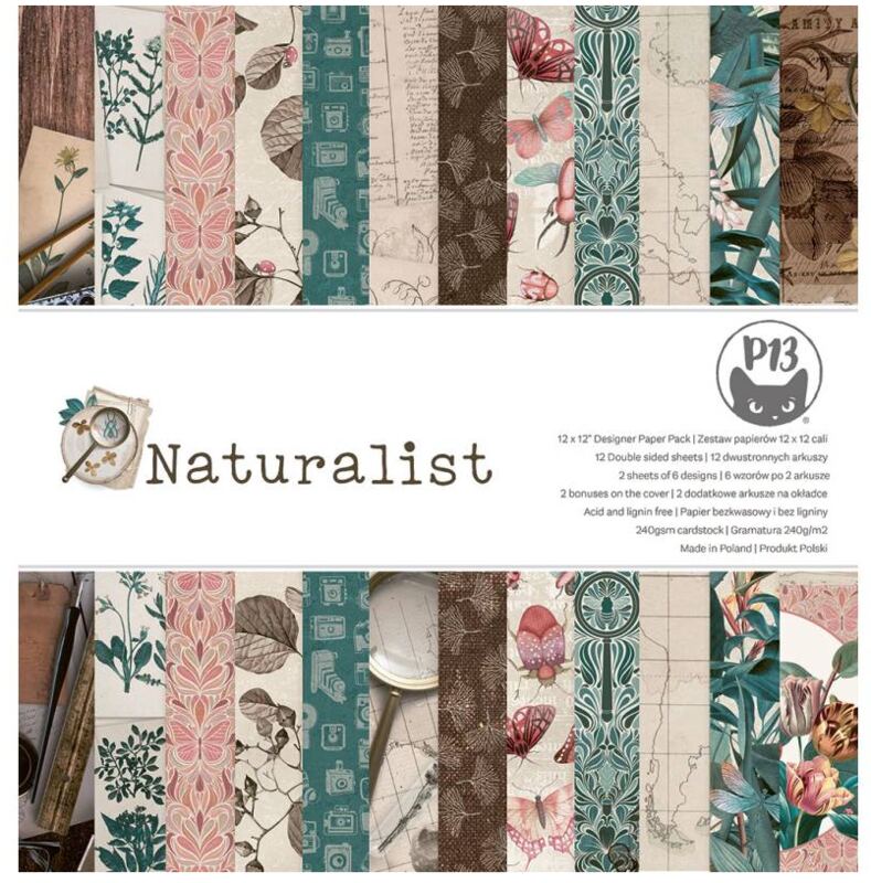 Scrapbookové oboustranně potištěné papíry P13 12x12" Naturalist - sada 12 listů