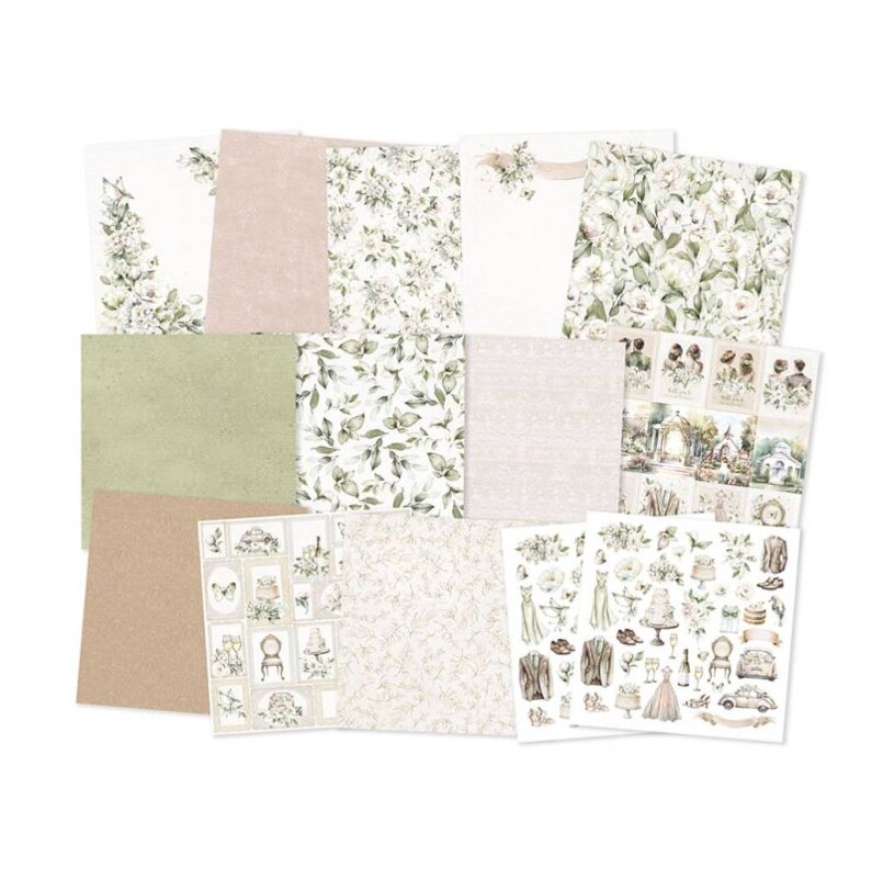 Scrapbookové oboustranně potištěné papíry P13 12x12" Love and Lace - sada 12 listů