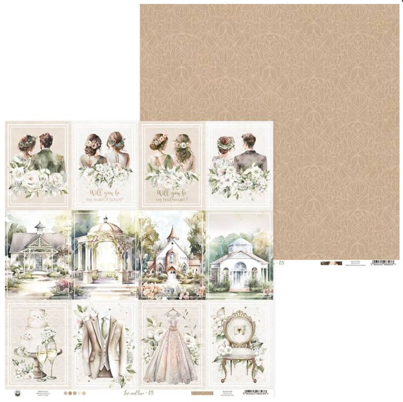 Scrapbookové oboustranně potištěné papíry P13 12x12" Love and Lace - sada 12 listů