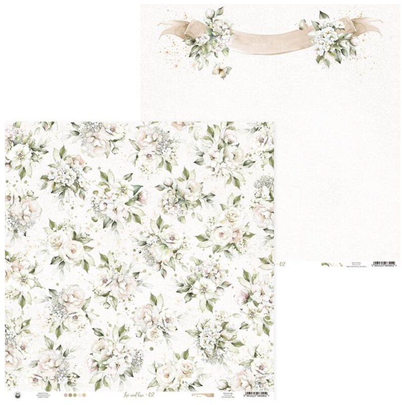 Scrapbookové oboustranně potištěné papíry P13 12x12" Love and Lace - sada 12 listů