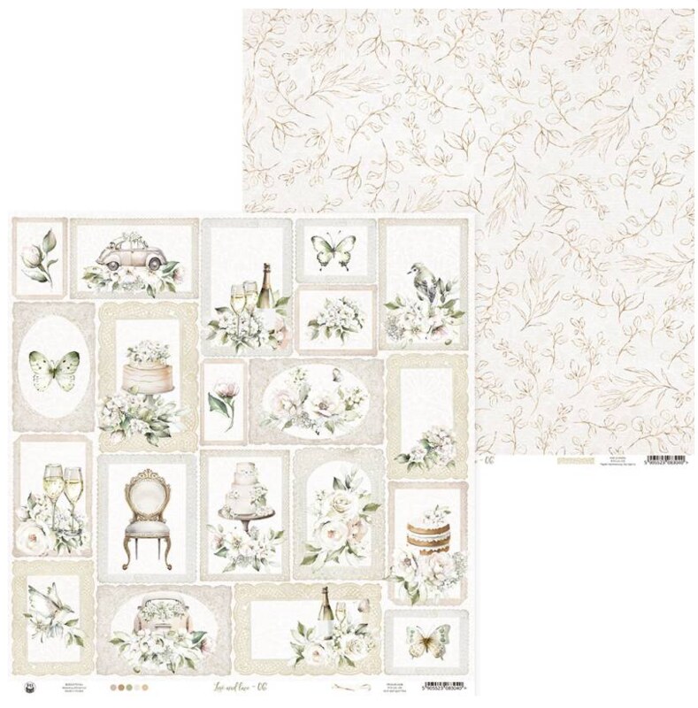 Scrapbookové oboustranně potištěné papíry P13 12x12" Love and Lace - sada 12 listů