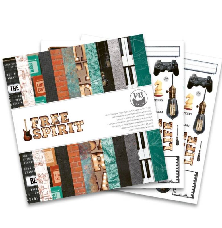 Scrapbookové oboustranně potištěné papíry P13 12x12" Free Spirit - sada 12 listů