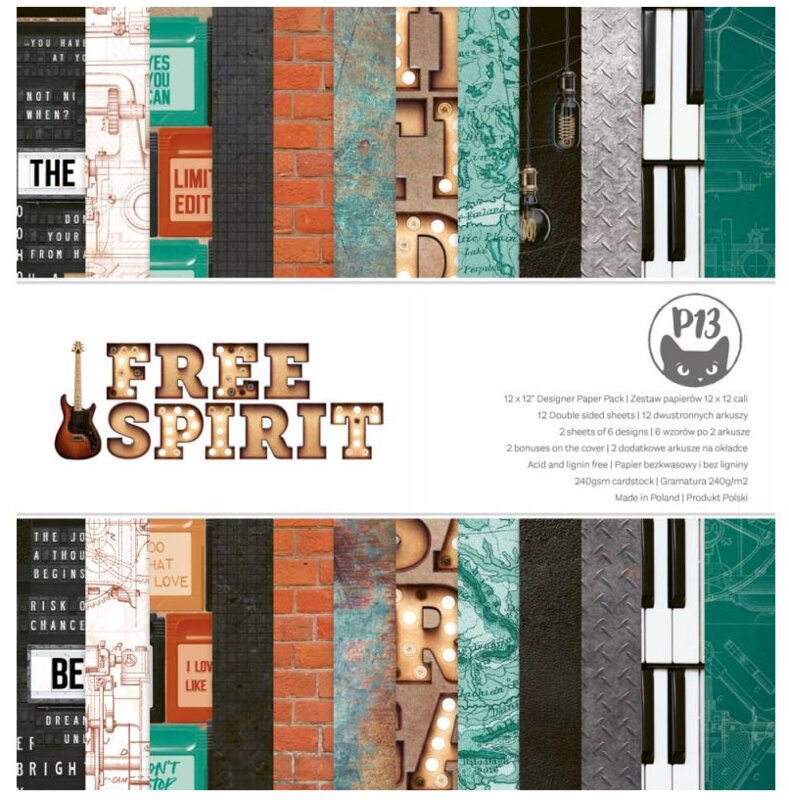 Scrapbookové oboustranně potištěné papíry P13 12x12" Free Spirit - sada 12 listů