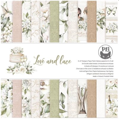 Scrapbookové oboustranně potištěné papíry P13 6x6" - Love and Lace - sada 12 listů