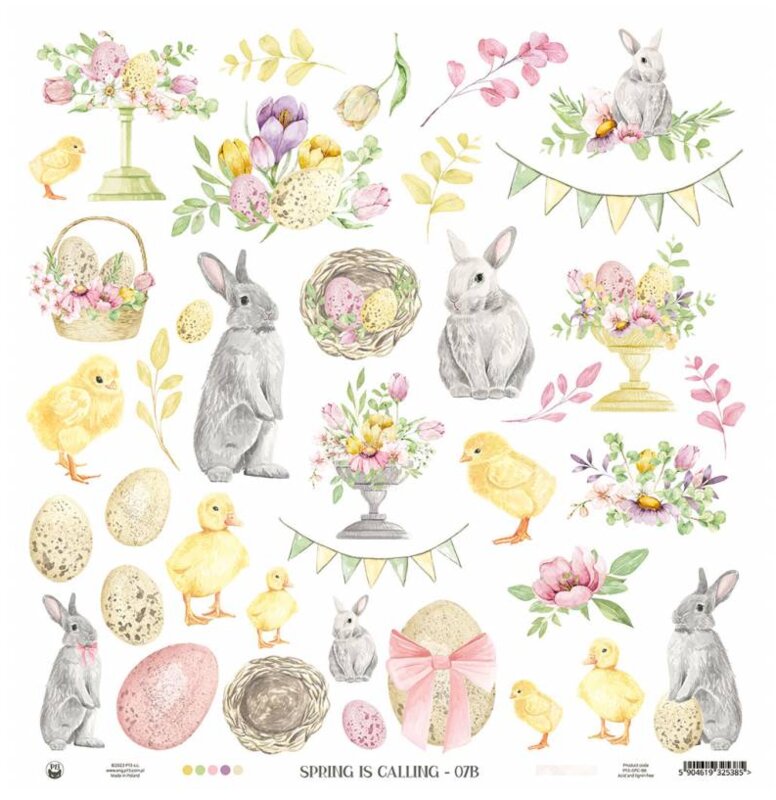 Potištěný papír 12x12" P13 Spring is calling 07b - 1 list