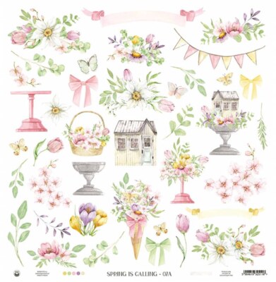 Potištěný papír 12x12" P13 Spring is calling 07a - 1 list
