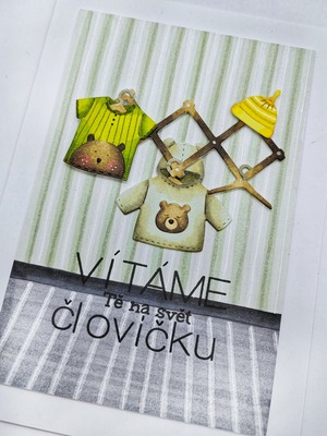 Přání ruční výroba - Vítáme tě človíčku - 1 ks