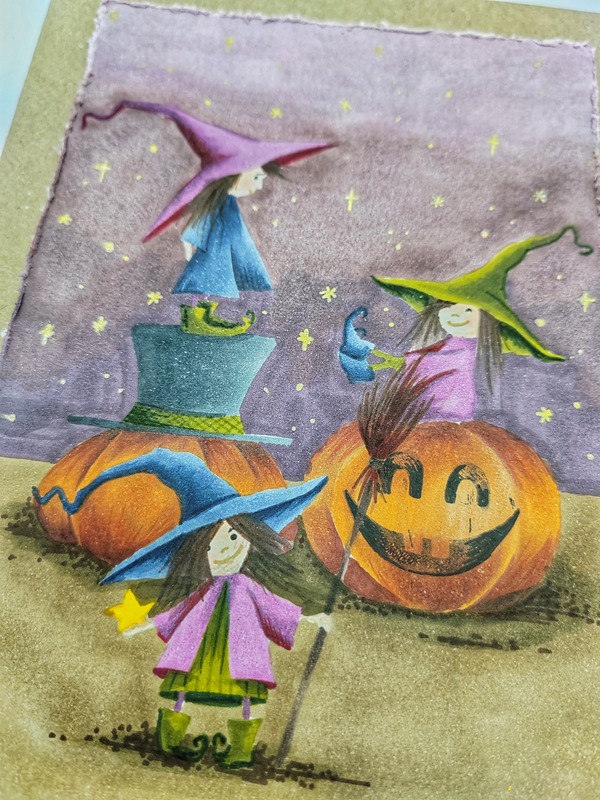 Přání ruční výroba - Čarodějky Halloween - 1 ks