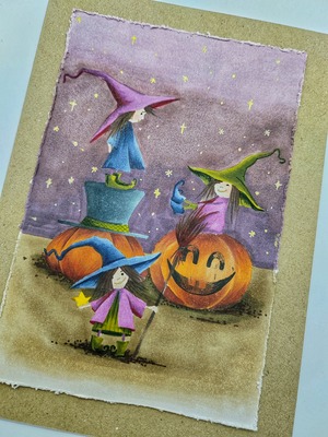 Přání ruční výroba - Čarodějky Halloween - 1 ks