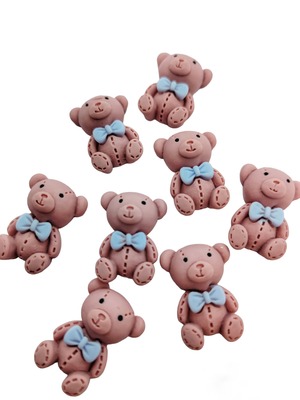 Ozdoba - Medvídek starorůžový - 2 cm - balení 3 ks