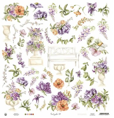 Potištěný papír 12x12" P13 Secret Garden 07 - 1 list