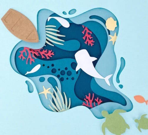 Vyřezávací šablony MODA SCRAP - mořská fauna - sada 15 ks