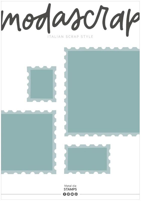 Vyřezávací šablony MODA SCRAP - poštovní známky, obdélníky - sada 8 ks