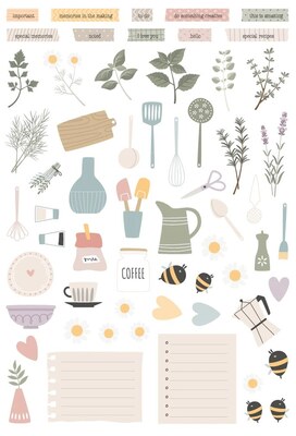 Papírové výseky MODA SCRAP - Herbs and Flowers - sada 61 ks