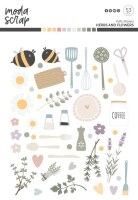 Sada nálepek MODA SCRAP - Puffy Herbs and Flowers - sada 53 ks