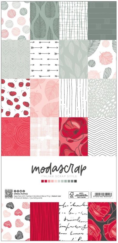 Sada papírů MODA SCRAP 6x12" - Spring Poppies - sada 21 listů