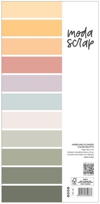 Sada papírů MODA SCRAP 6x12" - Herbs and Flowers (jednobarevné) - sada 21 listů