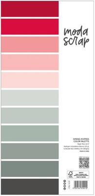 Sada papírů MODA SCRAP 6x12" - Spring Poppies (jednobarevné) - sada 21 listů
