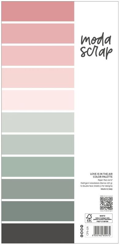 Papíry MODA SCRAP 6x12" - Love is in the Air (jednobarevné) - sada 21 listů