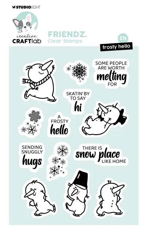 Silikonová razítka Studio Light - sněhuláci a vločky - sada 13 ks