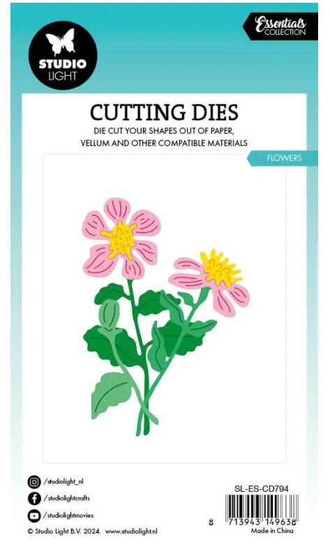 Vyřezávací šablony Studio Light - květiny na stonku - sada 7 ks