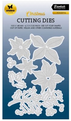 Vyřezávací šablony Studio Light - vánoční hvězda a cesmína - sada 10 ks