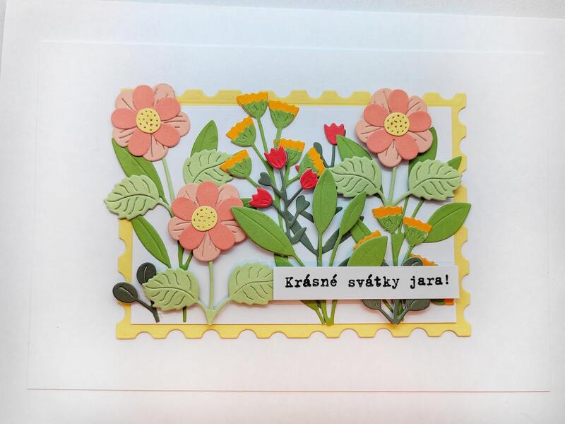 Přání ruční výroba - Květiny - Krásné svátky jara - 1 ks