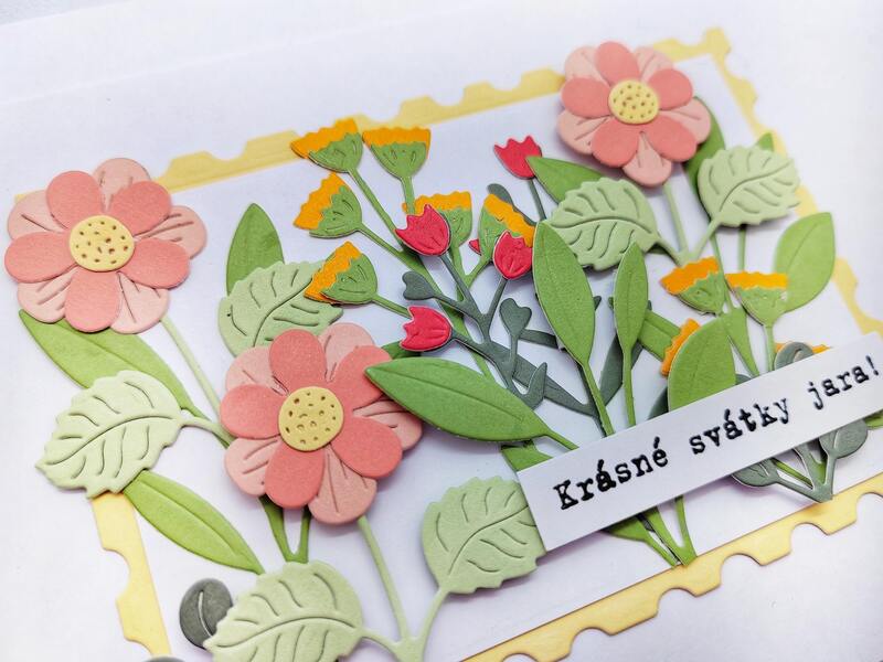 Přání ruční výroba - Květiny - Krásné svátky jara - 1 ks