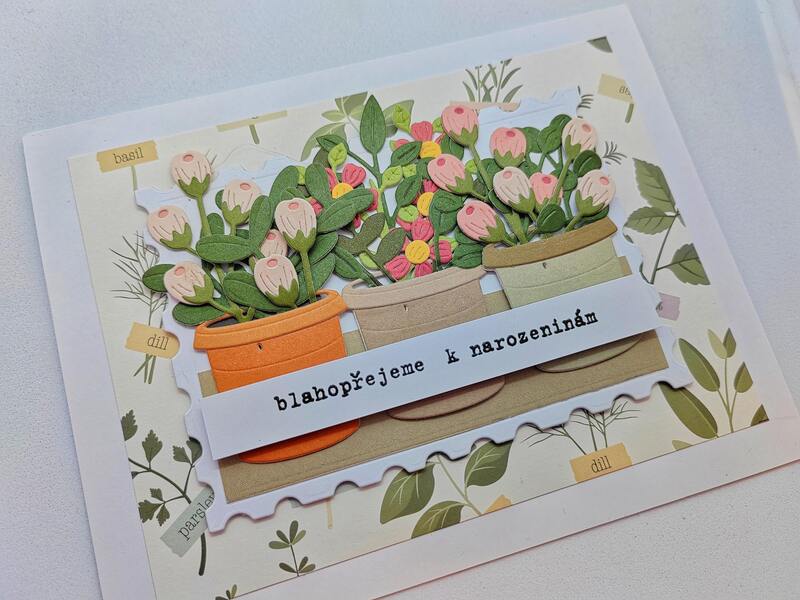 Přání ruční výroba - Květiny - blahopřejeme k narozeninám