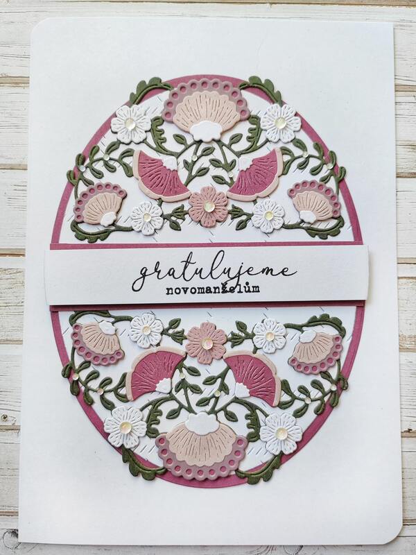 Přání ruční výroba - Květiny - gratulujeme novomanželům 2 - 1 ks