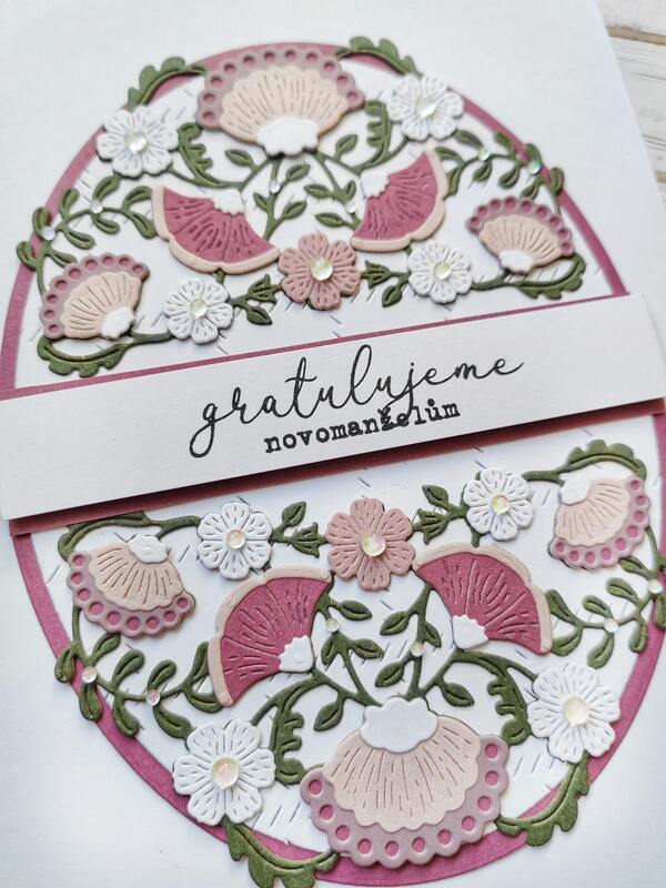 Přání ruční výroba - Květiny - gratulujeme novomanželům 2 - 1 ks