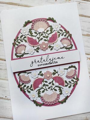 Přání ruční výroba - Květiny - gratulujeme novomanželům 2 - 1 ks