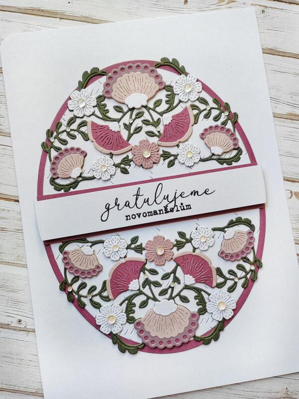 Přání ruční výroba - Květiny - gratulujeme novomanželům 2 - 1 ks