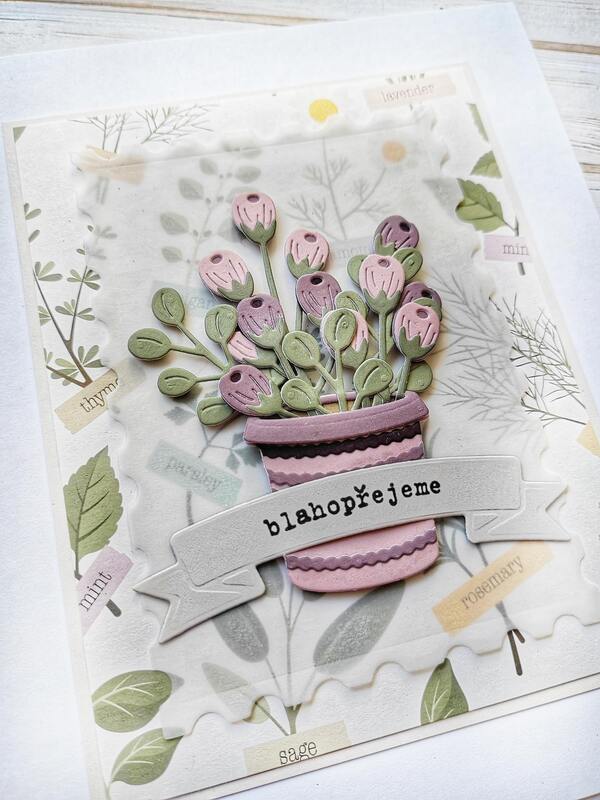 Přání ruční výroba - Bylinková zahrádka