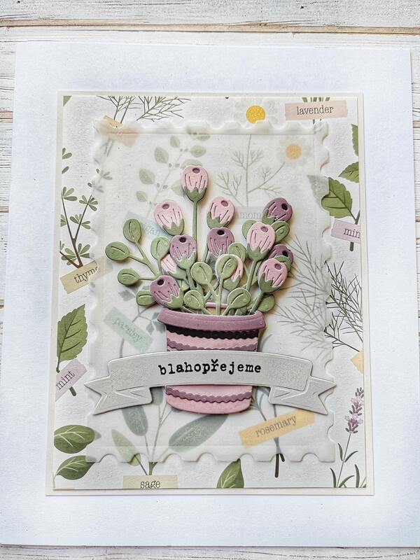 Přání ruční výroba - Bylinková zahrádka