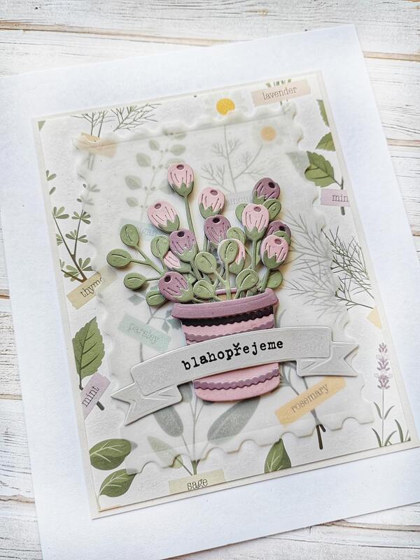 Přání ruční výroba - Bylinková zahrádka