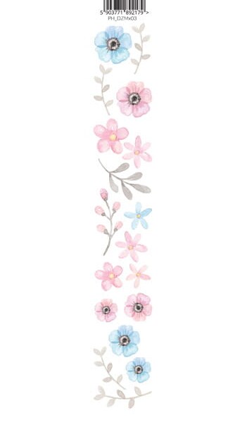 Oboustranně potištěný pás pastelovými květy PAPER HEAVEN - 1 ks