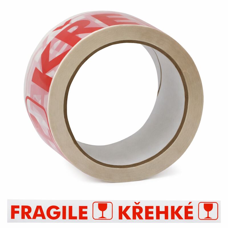 Balicí páska s potiskem KŘEHKÉ / FRAGILE - 48 mm x 66 m