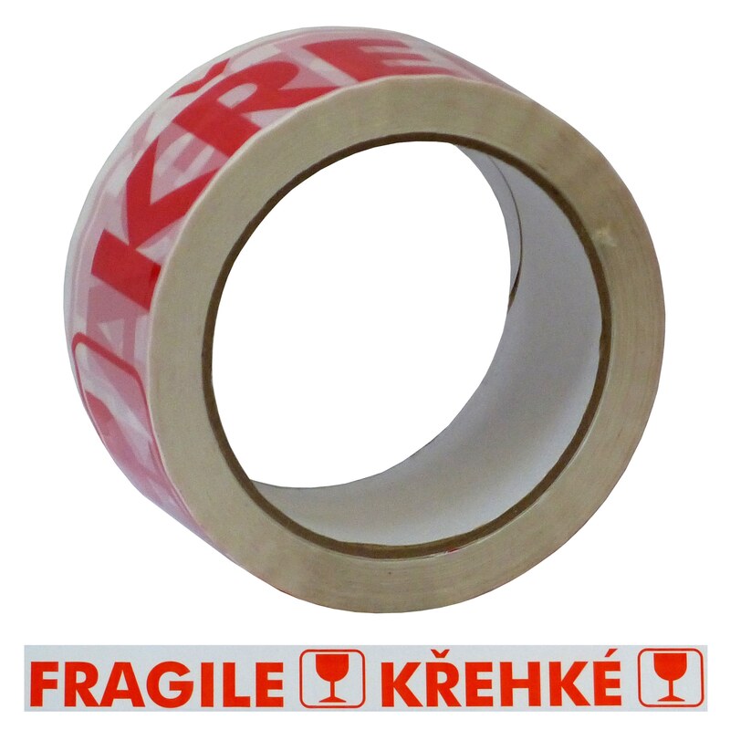Balicí páska s potiskem KŘEHKÉ / FRAGILE - 48 mm x 66 m