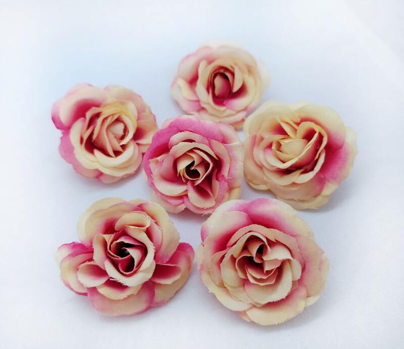 Látkové růžičky - lososovo-růžové