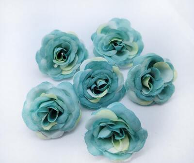 Látkové růžičky - světle tyrkysové - sada 5 ks
